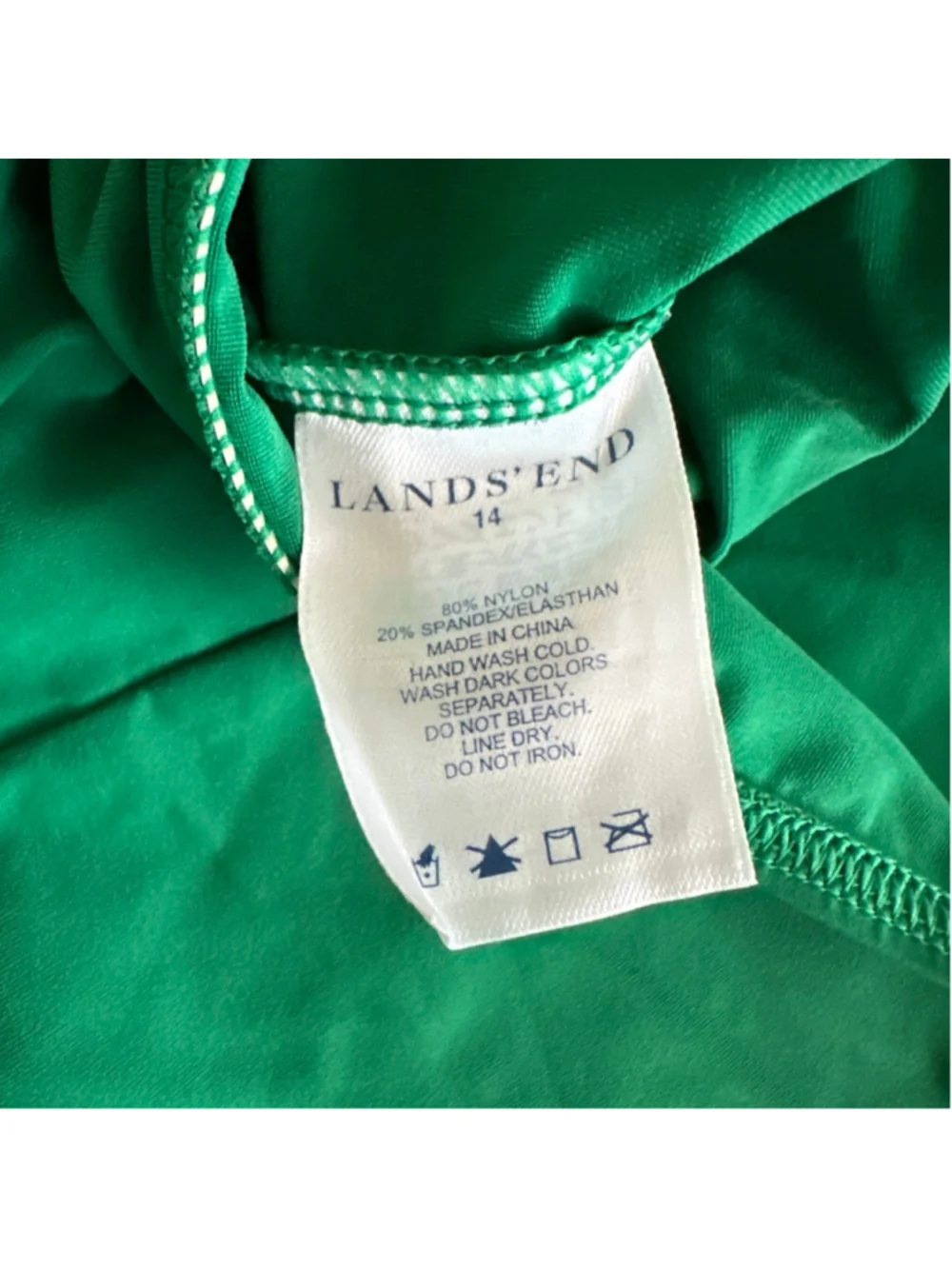 Lands' End Tankini Swimsuit Womens 14 Green Halter 2 Piece Set